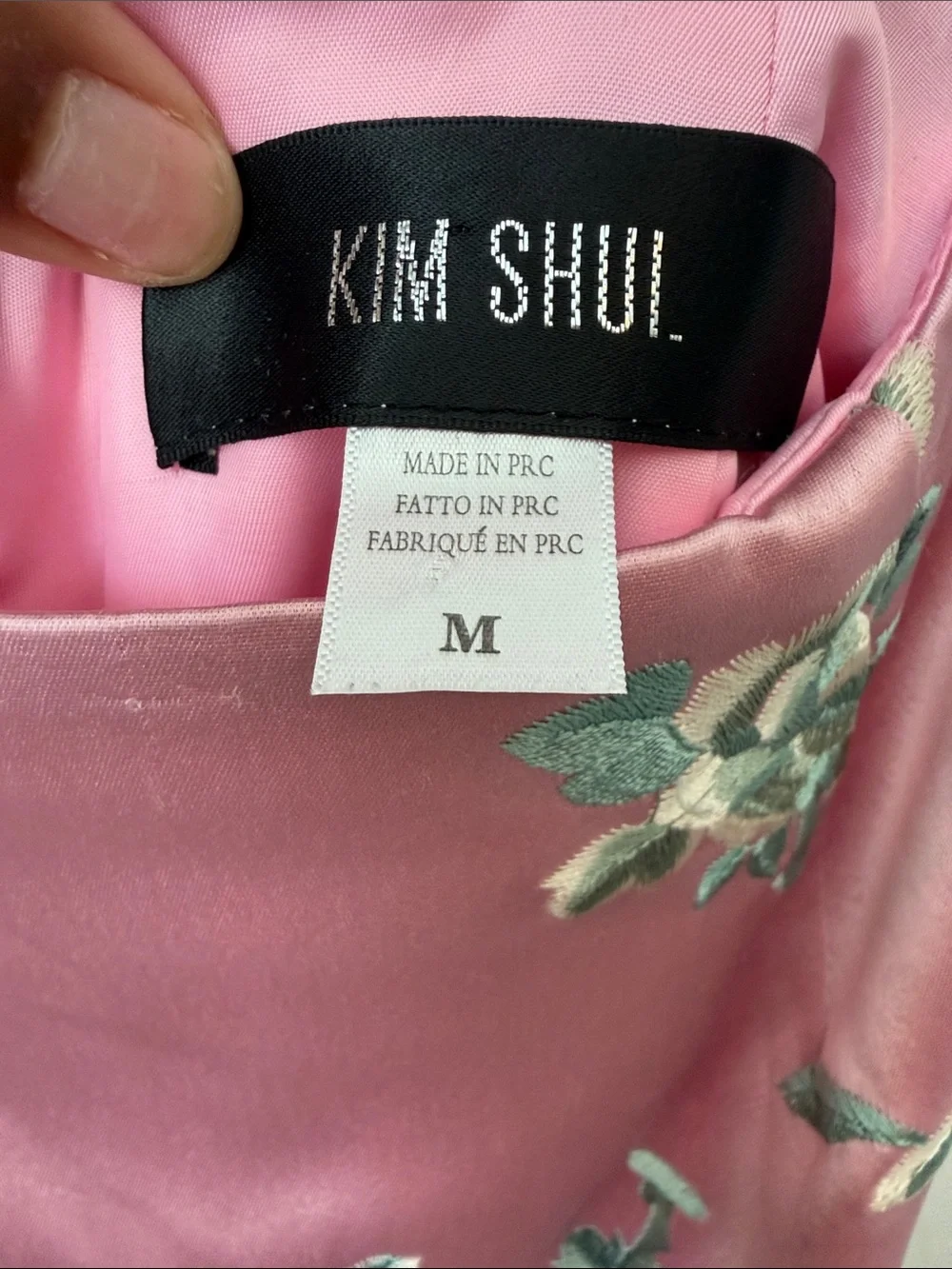 KIM SHUI 100% Silk Embroidered Floral Midi Skirt